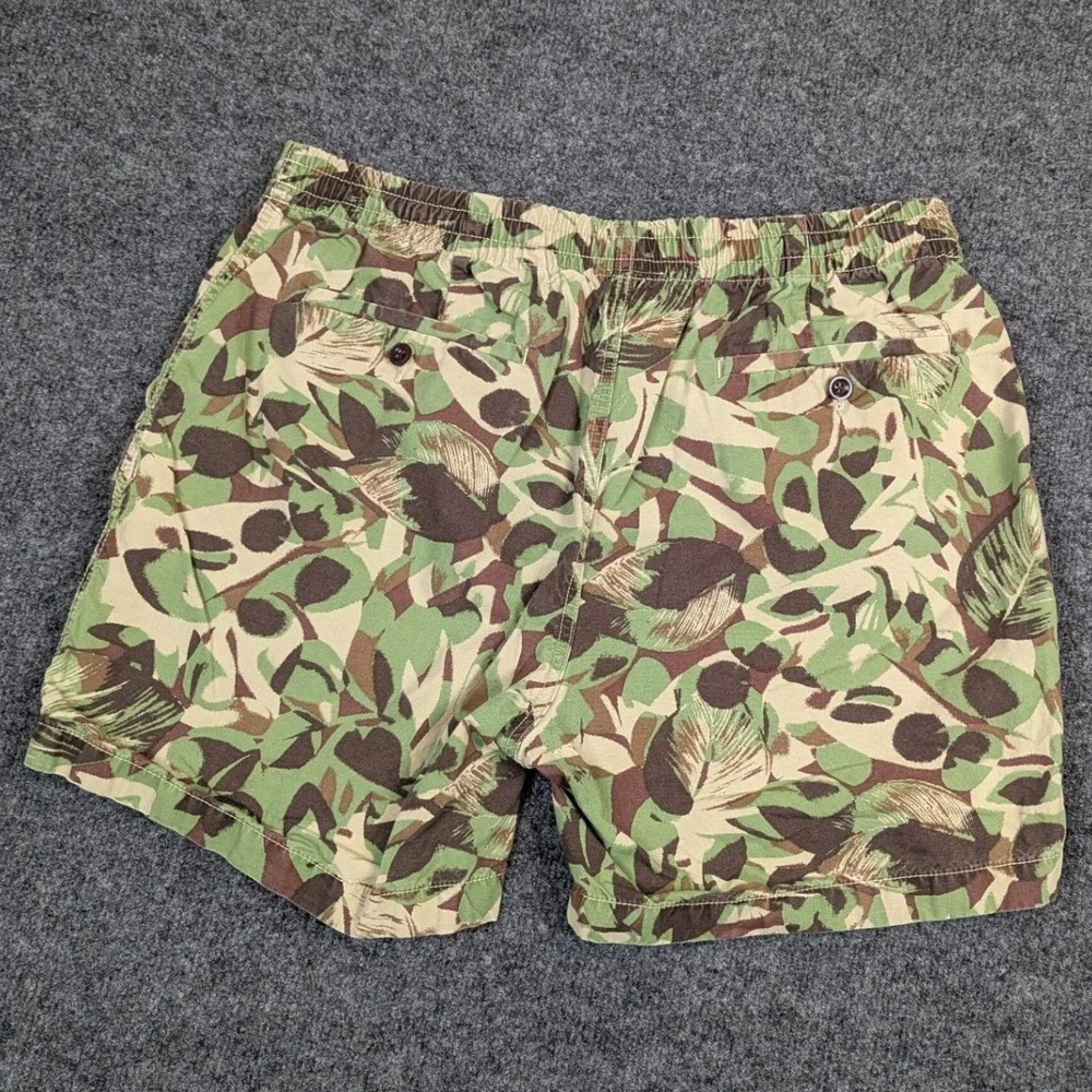 J.Crew Re-Imagined Shorts Mens L Tropical Jungle Print Camo Pull On Drawstring